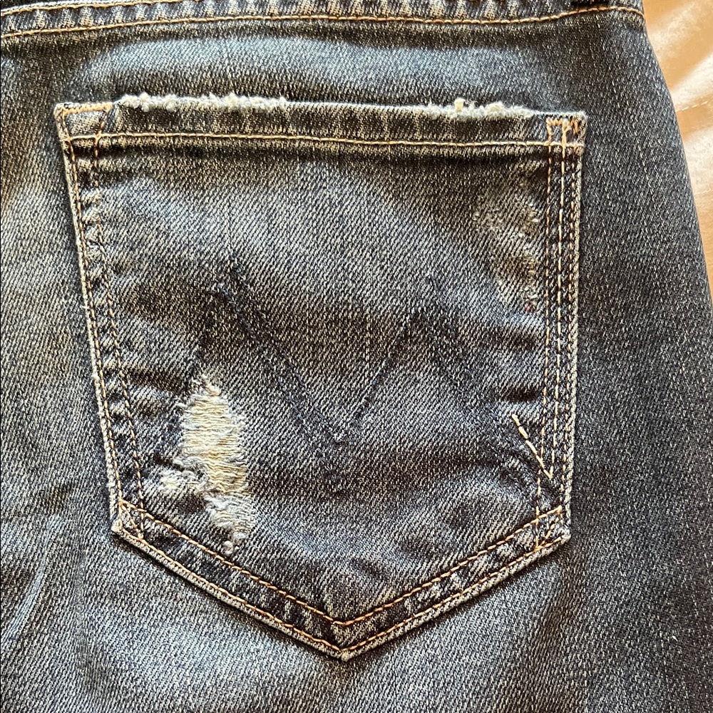 MOTHER Women's Distressed Dark Blue Skinny Jeans - Picture 13 of 13